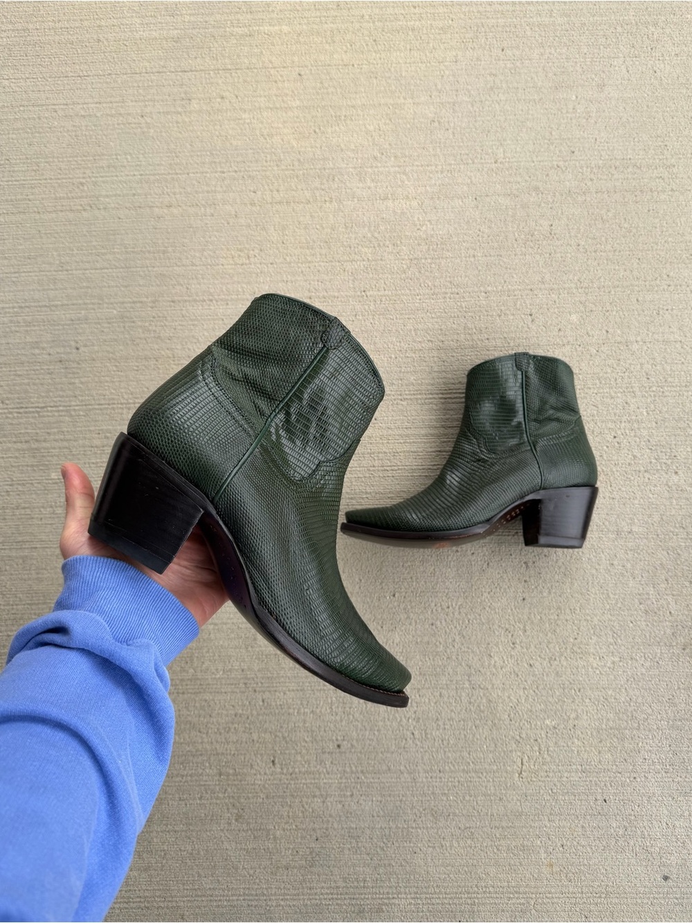Tecovas Stevie Emerald Lizard Boot Womens Size 10B Rare EUC